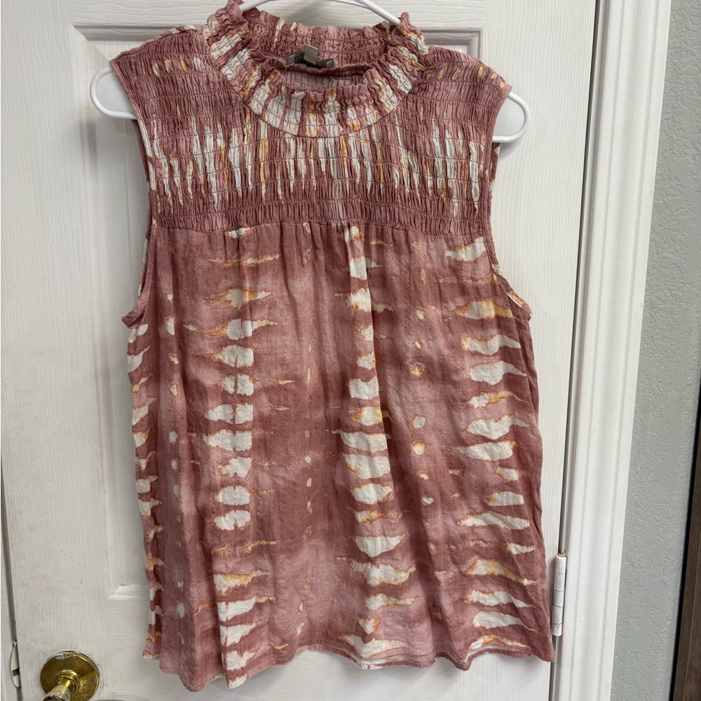Chenault Mauve and White Sleeveless Blouse